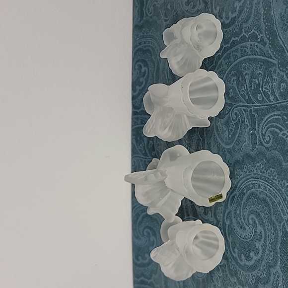 Christmas 4 Frosted Glass Musician Angel Candleholders - Picture 9 of 11